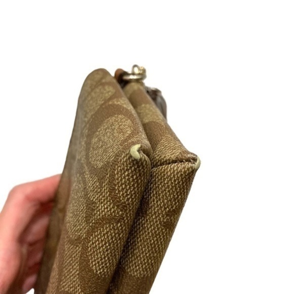Coach brown khaki signature c coated canvas wristlet